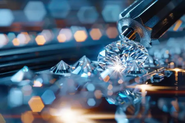 Lab-grown diamond &mdash; laboratuvar ortamında HPHT veya CVD teknolojisiyle &uuml;retilmiş sentetik pırlantanın profesyonel teknolojik &uuml;retim sahnesi